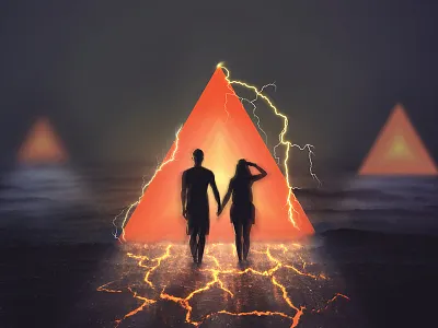 Beyond beyond desert lightning manipulation peope photomanipulation surrealism triangle