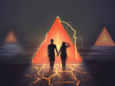 Beyond beyond desert lightning manipulation peope photomanipulation surrealism triangle