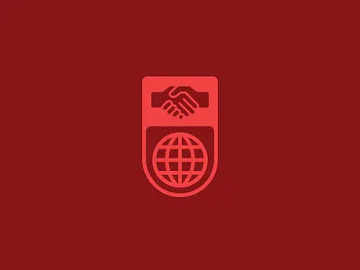 World Wide crest globe hands icon logo mark shake