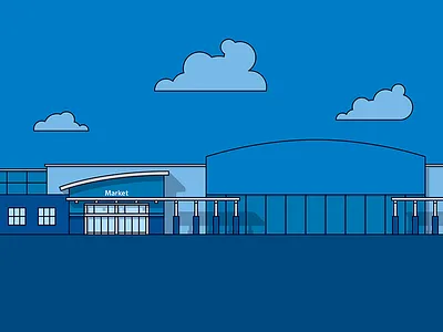 Box Store blue building color illustration store vector