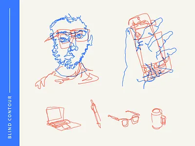 Blind Contour abstract blind coffee computer doodle drawing exercise illustration pencil portrait vector