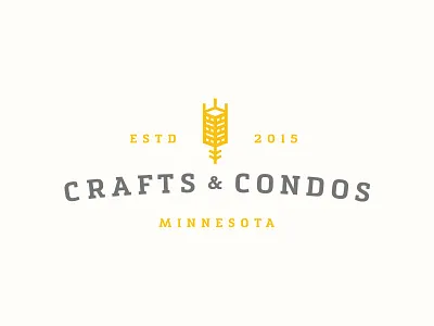 Crafts & Condos beer building combo condos logo wheat