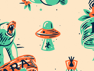 UFO bear festival illustration music pattern phenomenon rape saucer sky ufo vector