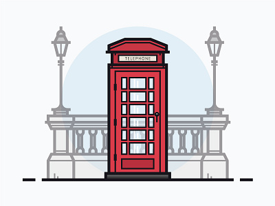 Telephone Box illustration lamp lineart red telephone vector
