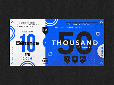 50 Thousand behance blue followers icons shots thanks thankyou ticket