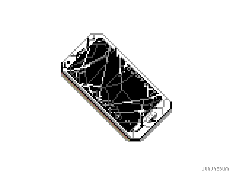 Cracked Screen 8bit animation cellphone design dot gif pixelart