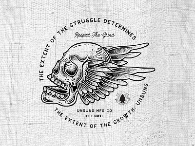 Respect The Grind v1 apparel badge grind illustration linework skull typography wings