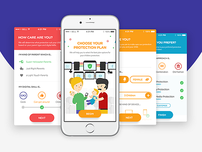 Children Protection Planner carousel colorful flat illustration mobile ui onboarding pagination planner