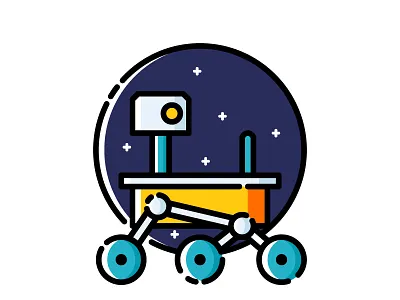 Mars Rover cartoon curiosity flat design icon illustration mars mars rover outline science space star vector