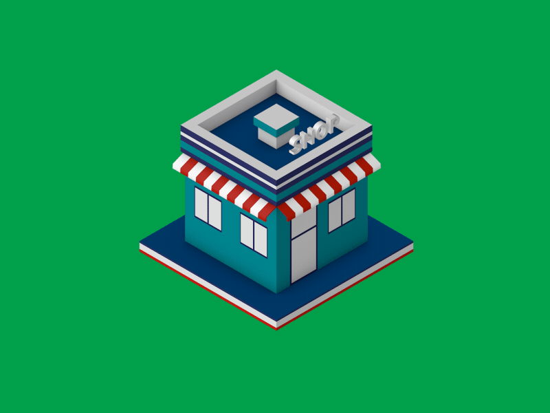 simple shop animation 3d animation c4d cinema isometric shop