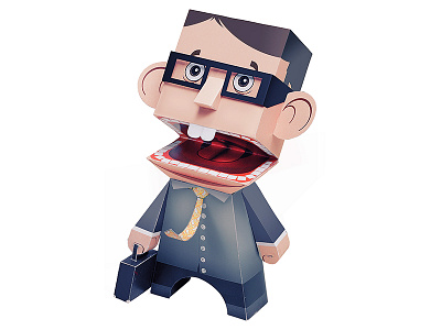 Business Nerd 3d business cartoon character creative cubic geometric handmade man nerd paper papercraft