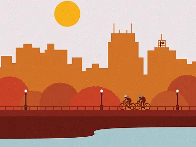 St. Paul Biking bike city illustration river skyline sun