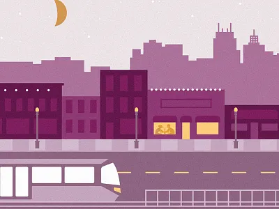 Date Night date dinner light rail moon skyline street train