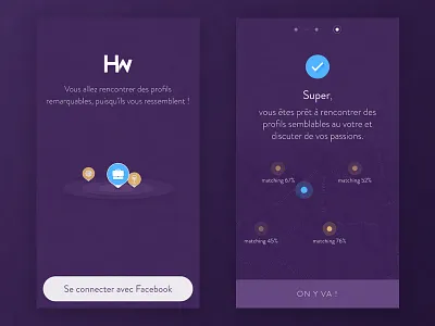 HeyWay - Login screen dots illustration localisation login match matching mobile percentage pin steps ui ux