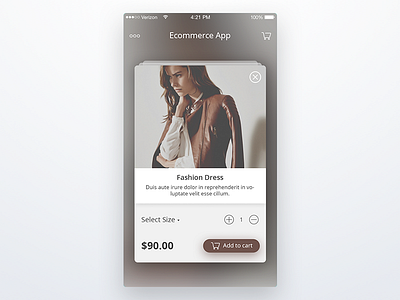 Ecommerce Mobile Application add to cartuser interface app application cart ecommerce icons iphone popup quantity shop shopping ui