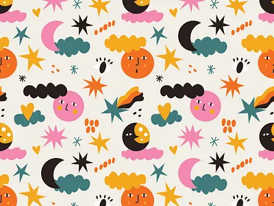 Moonlight pattern illustration package design pattern print seamless pattern surface design textile pattern vector vector illustration