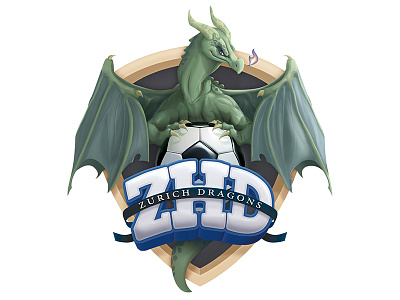 Zurich Dragons dragon drawing emblem illustration kids logo mascot monster photoshop soccer sports team