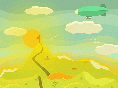 Mountain Landscape Part I clouds flat landscape sketch sun