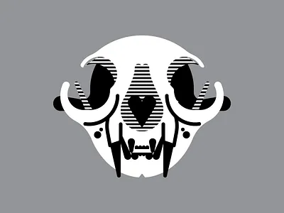Beastie black and white cat lines meow skull vector