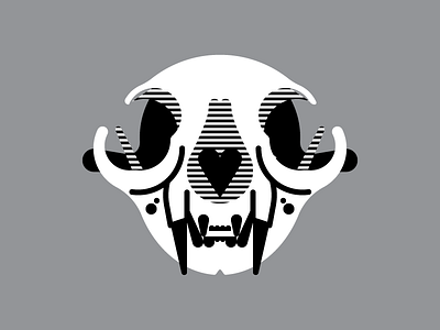 Beastie black and white cat lines meow skull vector