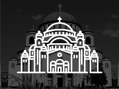 Serbia !! Saint Sava Temple !! belgrade black building creative icon illustration landmark line saint sava serbia vector