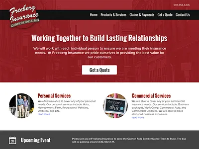 Insurance Web Site home page homepage insurance services wordpress