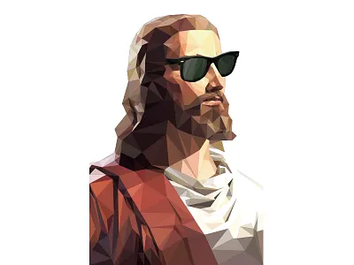Jesus born to be cool illustration jesus low poly ray ban wayfarer