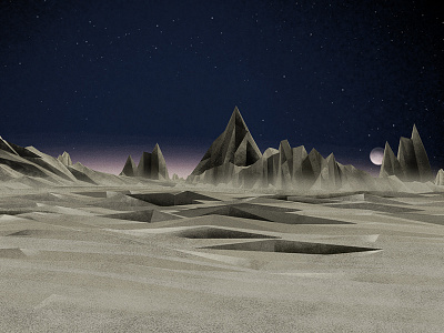 Alien territory 2d alien brushes hills illustration low polygon moon mountains planet space