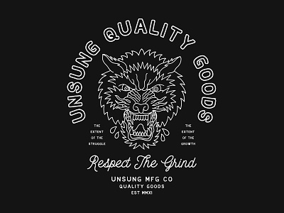 Respect The Grind v2 apparel badge illustration linework typography wolf