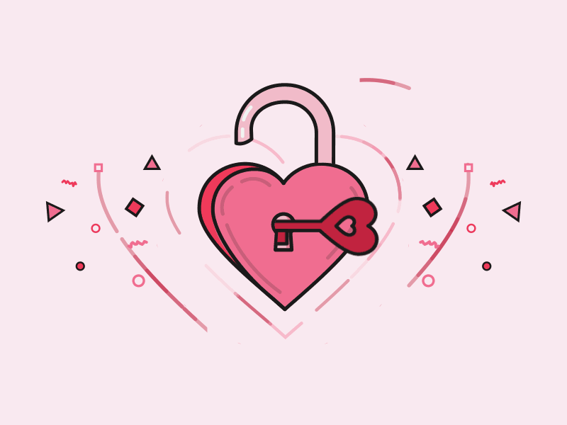 Key To My Heart 2d animated animation design gif heart key lock love valentine valentines day vector