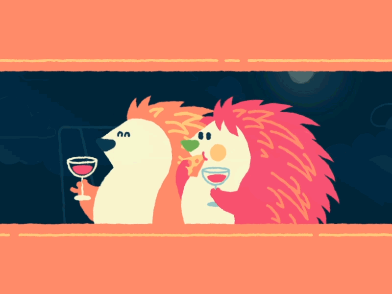 Valentine's Day animation gif kiss love porcupine valentine wonderlust