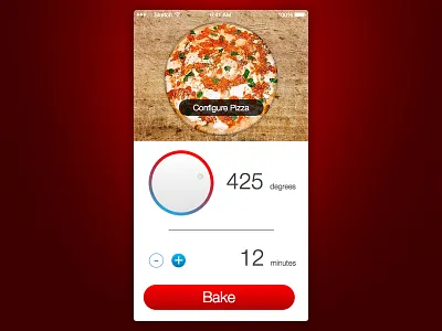 Pizza app baking interface pizza timer ui ux