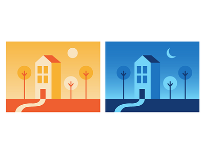 Day + Night illustration vector