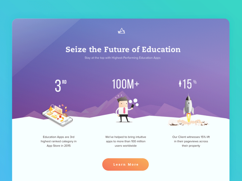 Landing Page #2 education graphic hero banner illustration mobile rocket ui vietnam web design