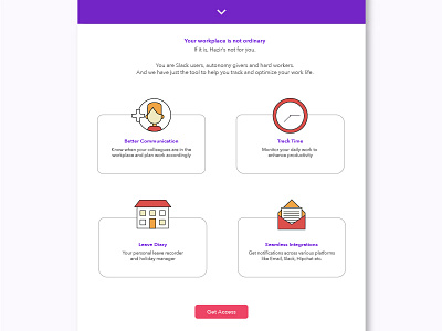 Hazir- Landing Page Design hazir integrations interface landing slack tracking ui wifi work