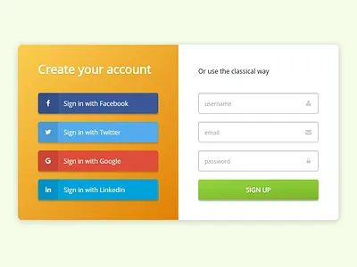 Sign Up - DailyUI #001 001 account codepen dailyui form freebie signup social connect