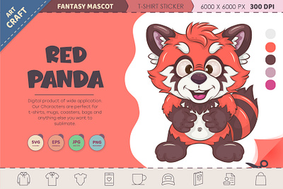 Cute cartoon Red Panda animal art bear cartoon character chibi clip art comic design illustration mascot red panda sticker t shirt vector