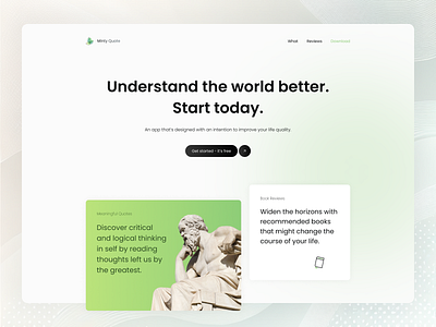 A New Era of Philosophical Thinking appconcept cleandesign designinspiration interfacedesign landingpage minimaldesign modernui philosophyapp productivity quotes selfimprovement uiux webdesign