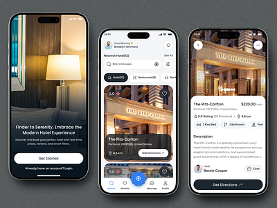 Hotel Finder Mobile App Design appart clean hotel hotel booking app hotel finder app hotel location app location mobile app design mobile design rental restaurant restaurant finder app restaurant location travel traveller