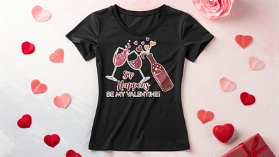 Wine Lover Valentine Themed T-Shirt Design alfaysal360 funny lover playful