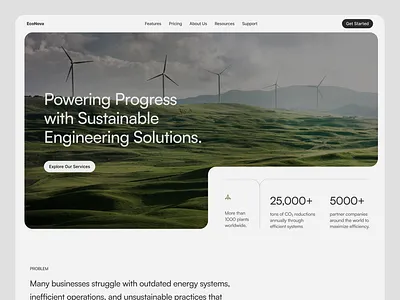 EcoNova Landing Page energy engineering hero section landing page minimalist power solution solar solar energy ui uxui webdesign website