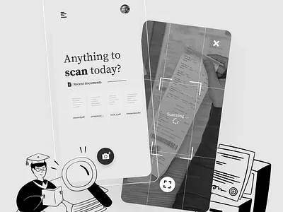Document Scanner App app design document minimalist mobile mobile app neumorphic product design scanner ui