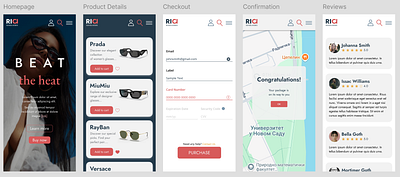 Mobile Sunglasses App app design ui ux