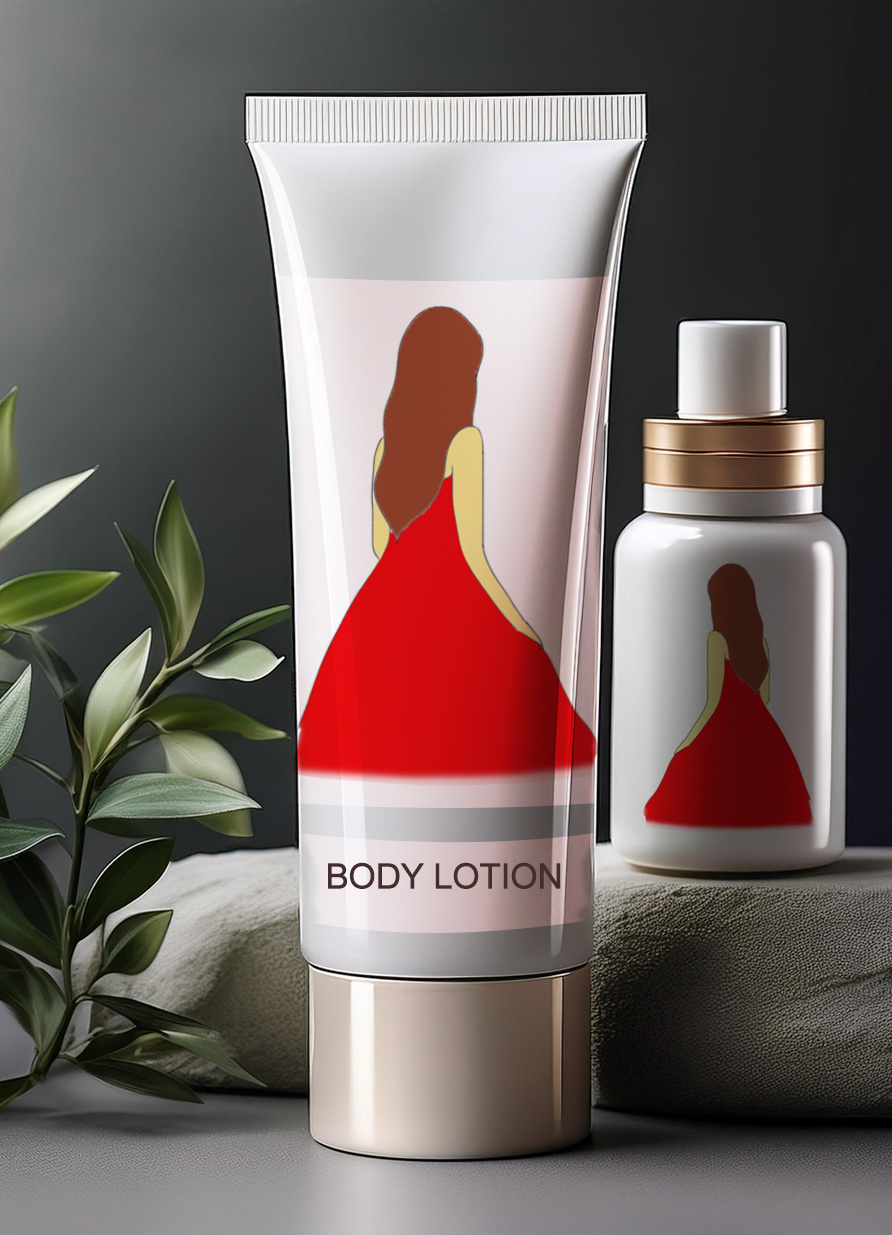 GIRL IN RED cosmetics design girl illustration logo red tote bags vases