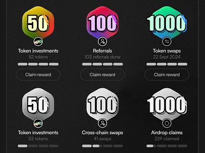 Reward badges for Web3 Ecosystem airdrop blockchain crypto design reward ui ux web3