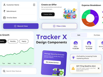 Tracker X Design Components app branding design graphic design illustration logo ui ux vector web