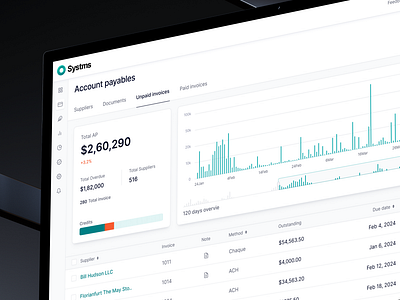 Systms - Account payables account payable cleandesign dashboard finance minimal saas ui