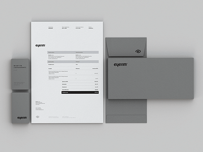 Eyerim Stationery branding branding businesscard design envelope eye eyerim eyewear fashion graphic grey invocie stationery