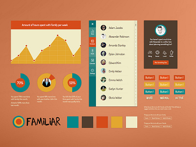 Familiar Style Tile app button chart contacts graph interface logo pie statistics ui