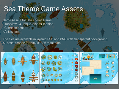 Sea Theme Game Assets assets battle game interface islands sail sea ships top view vector war